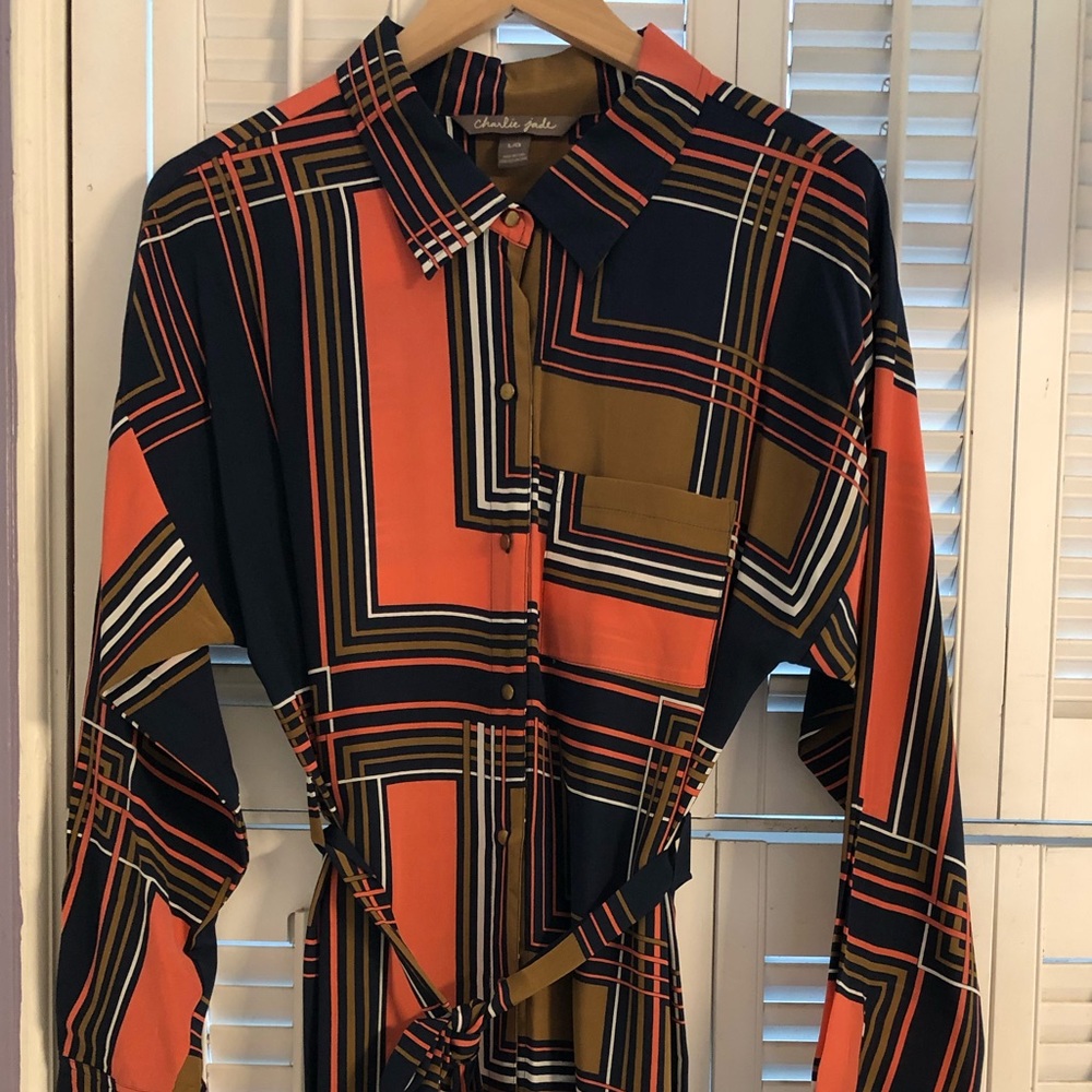 Charlie Jade button down geometric print dress